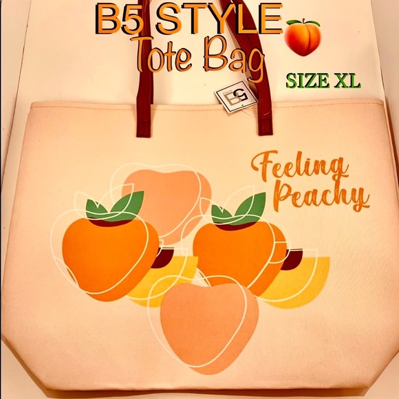 B5 Style Handbags - 5B Style “Feeling Peachy” Extra Large Reusable Fashionista Tote Bag! NEW! NWT!
